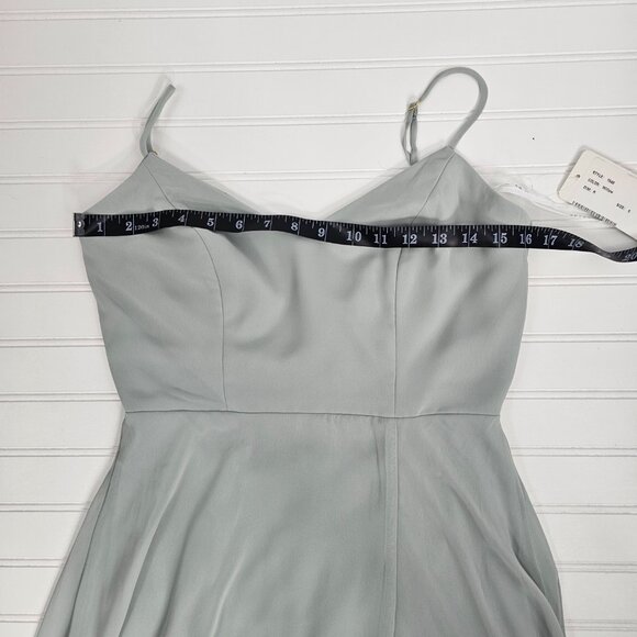 After Six Green Chiffon Open Tie Back Front Slit Maxi Dress Size 6R NWTF Read - Picture 14 of 16